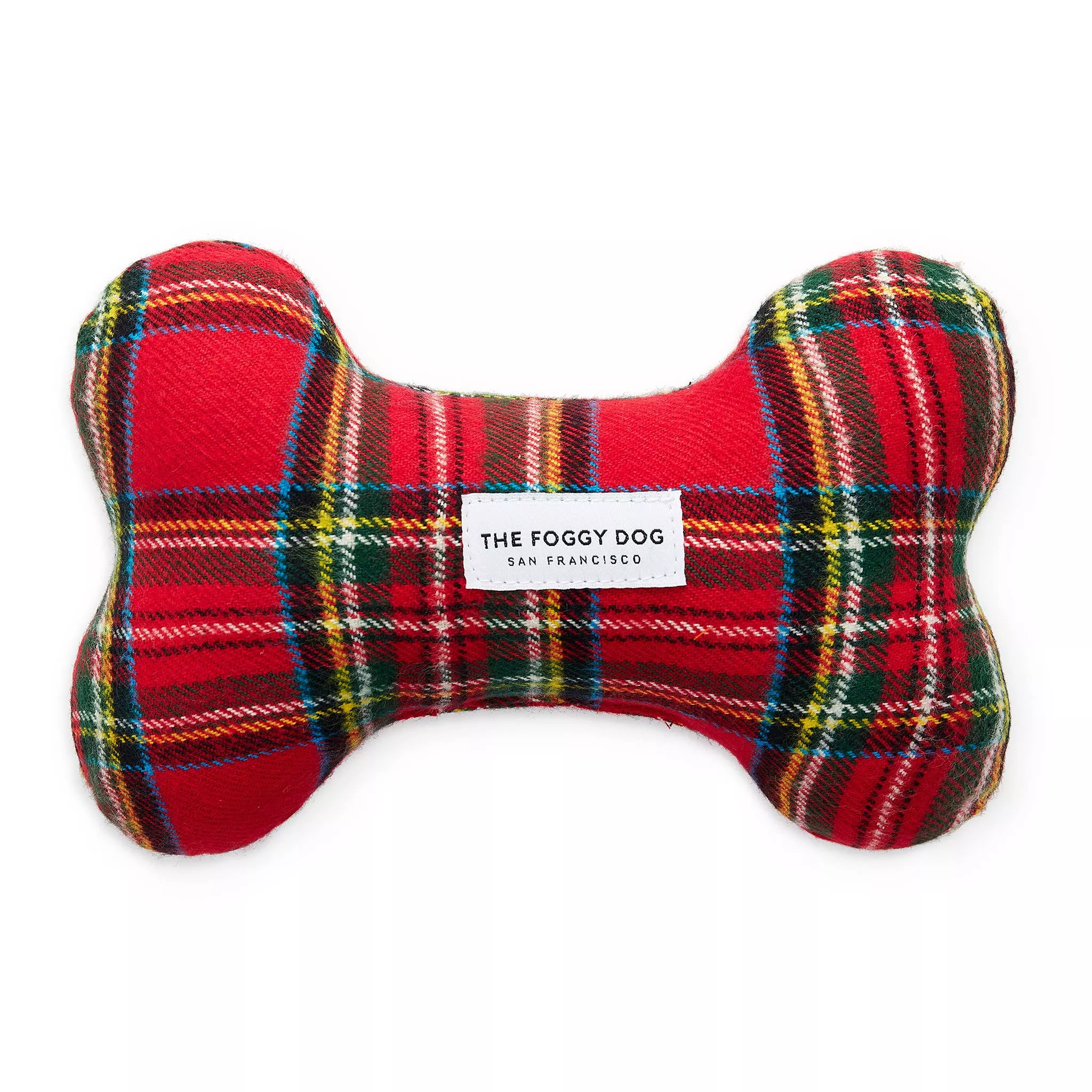'Foggy Dog' Tartan Plaid Flannel Holiday Dog Squeaky Toy